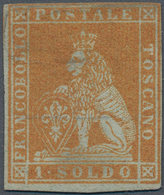 Italien - Altitalienische Staaten: Toscana: 1851, 1so. Orange On Grey, Fresh Colour, Touched To Full - Toscane