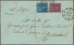 Italien - Altitalienische Staaten: Toscana: 1851, 1 Cr Bright Carmine On Grey And 2 Cr Blue On Grey, - Toscane