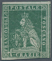 Italien - Altitalienische Staaten: Toscana: 1851, 4cr. Green On Grey Paper, Fresh Colour, Close To L - Toscane