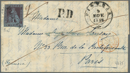 Italien - Altitalienische Staaten: Toscana: 1851, 9 Cr Dark Brown-violet, 3 Margins, Slightly Cut In - Toscane