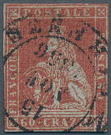 Italien - Altitalienische Staaten: Toscana: 1852, 60cr. Scarlet On Gray Paper, Fresh Colour, Cut Int - Toscane