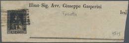 Italien - Altitalienische Staaten: Toscana: 1857, 1 Q. Black, Isolated On A Newspaper Wrapper Front - Toscana