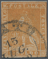 Italien - Altitalienische Staaten: Toscana: 1857, 1so. Yellow-ocre, Fresh Colour, Slightly Touched T - Toscane