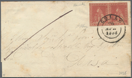 Italien - Altitalienische Staaten: Toscana: 1857, 1 Crazia Carmine In Horizontal Pair On Letter For - Toscane