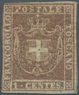 Italien - Altitalienische Staaten: Toscana: 1860, 1c. Violet-brown, Fresh Colour, Cut Into To Full M - Toscane