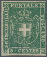 Italien - Altitalienische Staaten: Toscana: 1860, Provisional Government, 5 Cents Green, Mint With O - Toscane