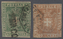 Italien - Altitalienische Staaten: Toscana: 1860, Provisional Government, 5 Cent. Green And 80 Cente - Tuscany