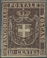 Italien - Altitalienische Staaten: Toscana: 1860, 10c. Brown, Fresh Colour, Touched At Upper Left Ot - Toscana