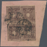 Italien - Altitalienische Staaten: Toscana: 1860, Provisional Government, 10 Cents Brown, Block Of F - Toscana
