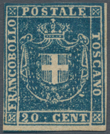 Italien - Altitalienische Staaten: Toscana: 1860, Provisional Government, 20 Cents Blue, Mint With O - Toscana