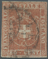 Italien - Altitalienische Staaten: Toscana: 1860, 80 Ct Bright Brownish Red, Even To Full Margins, U - Toscane