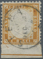 Italien: 1862, 10c. Bistre, Fresh Colour And Well Perforated, Bottom Marginal Copy (=imperf. At Base - Ongebruikt