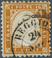 Italien: 1862, 10c. Brown, Better Shade, Fresh Colour, Well Perforated, Clearly Oblit. "REGGIO 24 NO - Neufs