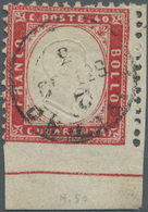 Italien: 1862, 40c. Carmine, Fresh Colour And Well Perforated, Bottom Marginal Copy (=imperf. At Bas - Nuovi