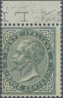 Italien: 1863, 5c. Greyish Olive, London Printing, Fresh Colour, Well Perforated, Top Marginal Copy, - Ongebruikt
