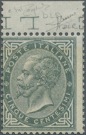 Italien: 1863, 5c. Greyish Olive, London Printing, Fresh Colour, Well Perforated, Top Marginal Copy, - Nuovi