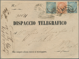 Italien: 1865, Registered Telegram Envelope Franked With 20 Ct. On 15 Ct. (2) And 10 Ct. Brownorange - Nuovi