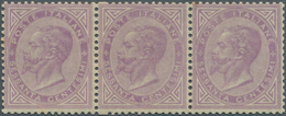 Italien: 1863, 60c. Violet, London Printing, Fresh Colour, Horizontal Strip Of Three, Good Centering - Mint/hinged