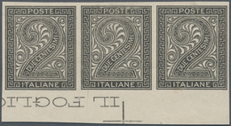 Italien: 1863, Proof In Black Of The 2 Cents "digit" Without Watermark, Without Gum And Not Perforat - Mint/hinged