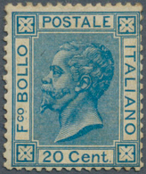 Italien: 1867, Victor Emanuel II. 20c. Blue Unused With Large Part Original Gum, Scarce Stamp Signed - Ongebruikt