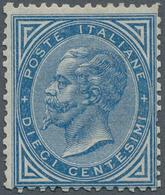 Italien: 1877, 10c. Blue, Fresh Colour, Normally Perforated With Some Uneven Perfs, Mint Original Gu - Mint/hinged