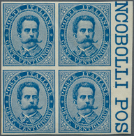 Italien: 1879, 25c. Blue, Imperforate "PROVE D'ARCHIVO", Marginal Block Of Four, Unmounted Mint. Sas - Nuovi