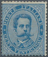 Italien: 1879, Umberto I. 25c. Blue Mint Hinged (part Original Gum), Scarce Stamp, Mi. € 600,-- (Sas - Mint/hinged