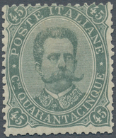 Italien: 1889, Umberto I. 45c. Grey-olive Mint Heavy Hinged, Scarce Stamp, Mi. € 2.000,-- (Sass. 46, - Mint/hinged