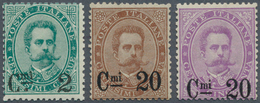 Italien: 1890/1891, King Umberto I. Complete Set Of The Three Surcharged Values Unused With Large Pa - Nuovi