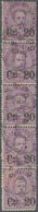 Italien: 1890, 20c. On 50c. Violet, Vertical Strip Of Five Commercially Used, Some Imperfections-rou - Ongebruikt