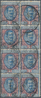 Italien: 1901, 5l. Blue/rose, Block Of Eight Commercially Used, Some Faults. Sass. 220,- €++ (two Us - Ongebruikt