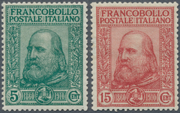 Italien: 1910, 50th Anniversary Of Liberation Of Sicily (Garibaldi), 5c. Green And 15c. Rose, Fresh - Mint/hinged