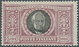 Italien: 1923, 5 L. Violet And Black, Mint Tiny Hinge Remain, Expertised Raybaudi, Sassone Catalogue - Mint/hinged