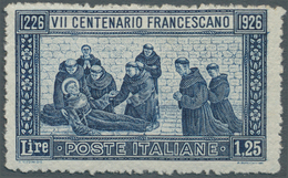 Italien: 1926, San Francesco, 1.25l. Blue In Rare Perf. 13½, Unmounted Mint, Signed And Certificate - Mint/hinged