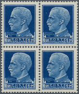 Italien: 1944, Rep. Sociale: 1.25 Lira Blue With Red Fasces Overprint, Florence Printing, Block Of F - Ungebraucht