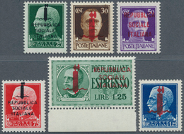 Italien: 1944, REPUBBLICA SOCIALE ITALIANA Complete Set Of Five Definitives And The 1.25l. Express S - Ongebruikt