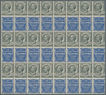 Italien - Zusammendrucke: 1924, Francobolli Pubblicitari 15c. Grey Blue "COLUMBIA" Block Of 24, Mint - Zonder Classificatie