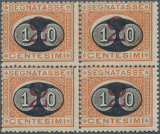 Italien - Portomarken: 1891, 10c. On 2c. Ocre/carmine, Block Of Four With Downwards Shifted Overprin - Segnatasse