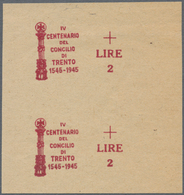 Italien - Lokalausgaben 1944/45 - Mantova: 1945, Proof Of The Overprint From Unissued "IV Centenario - Other & Unclassified