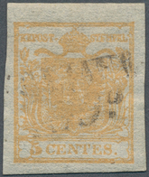 Österreich - Lombardei Und Venetien: 1850, 5 Cmi. Braunorange Handpapier Type I (Platte 1) Mit Zarte - Lombardije-Venetië