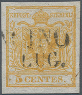 Österreich - Lombardei Und Venetien: 1850, 5 C Gelb, Erstdruck, Gestempelt Sonlino, Attest Colla. ÷ - Lombardije-Venetië