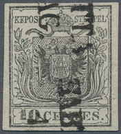 Österreich - Lombardei Und Venetien: 1850, 10 Cmi. Grau HP Type Ia (Erstdruck) SEIDENPAPIER 0,06 Mm - Lombardo-Veneto