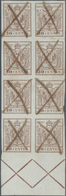 Österreich - Lombardei Und Venetien: 1850, 30 C Braun, Erstdruck, Senkrechter Achterblock Mit Unten - Lombardo-Vénétie