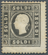 Österreich - Lombardei Und Venetien: 1858, 3 Kr Schwarz, Type I, Gut Gezähnt, Postfrisch Mit Vollem - Lombardy-Venetia