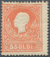 Österreich - Lombardei Und Venetien: 1858, 5 So. Rot, Type I, Farbfrisches Exemplar In Meist Guter Z - Lombardo-Veneto
