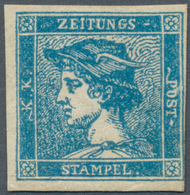 Österreich - Lombardei Und Venetien - Zeitungsmarken: 1855, Blauer Merkur, Type III, Farbfrisches Ex - Lombardo-Veneto