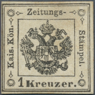 Österreich - Lombardei Und Venetien - Zeitungsstempelmarken: 1859, 1 Kr Schwarz, Allseits Gerandet, - Lombardo-Vénétie