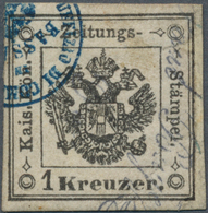 Österreich - Lombardei Und Venetien - Zeitungsstempelmarken: 1859, 1 Kreuzer Schwarz, Gestempelt Mit - Lombardy-Venetia