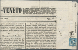 Österreich - Lombardei Und Venetien - Stempel: "MIRA", Sehr Seltenen L1 Ohne Datum, Auf Blauem Merku - Lombardo-Veneto