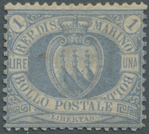 San Marino: 1894, 1 L. Ultramarine, Mint Tiny Hinge Remain, Signed, Sassone Catalogue Value 1.400,- - Altri & Non Classificati